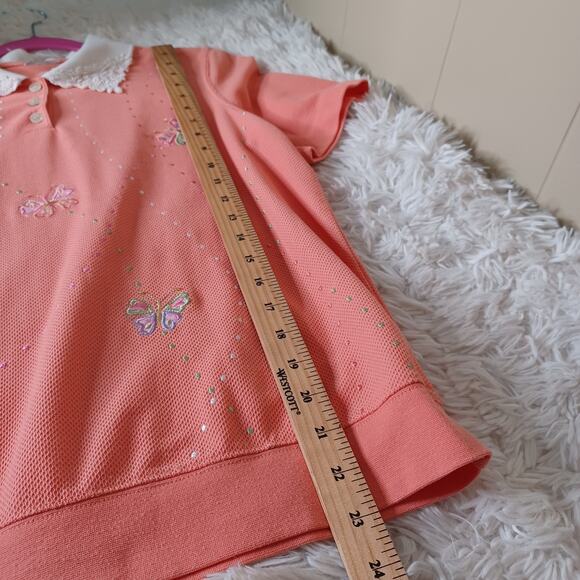 Vintage Granny Blouse Butterfly Collar Embroidered Floral Cottagecore. - Picture 7 of 7